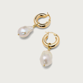 Baroque pearl hoops